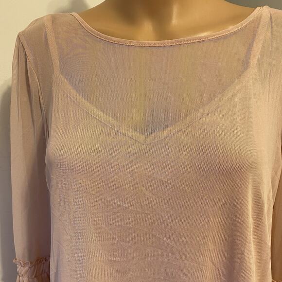 Bongo Sheer Bell Sleeve Top Detachable Tank Fairy Goth Y2K Jrs XL Rose Smoke New - Picture 9 of 10